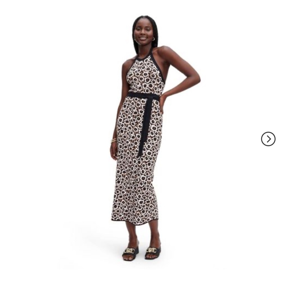 Women's Halter Tie Neck Neutral Poppy Sweaterknit Midi Dress